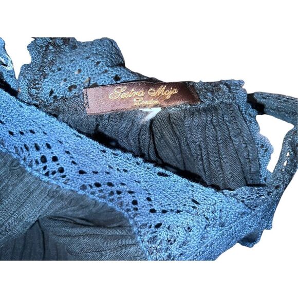 Lestra Moja London blue top size small Coastal Button Sleeveless Boho Bohemian - Picture 3 of 4